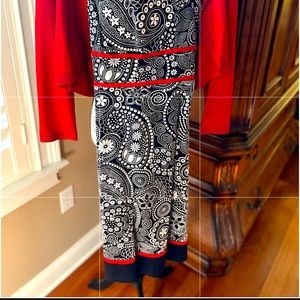 Beautiful dress with red cover up